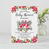 Rustieke Winter Holly & Berry Baby shower Invitati Kaart (Staand voorkant)
