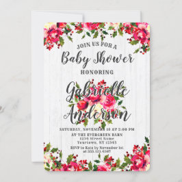 Rustieke Winter Holly & Berry Baby shower Invitati Kaart