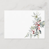 Rustieke Winter Holly bessen & sneeuw Details Informatiekaartje (Achterkant)