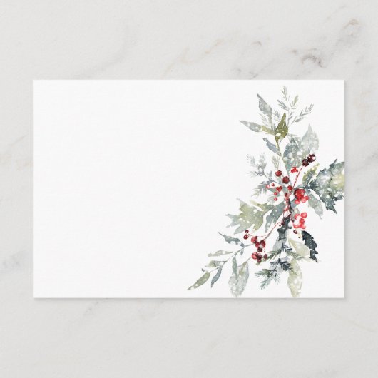 Rustieke Winter Holly bessen & sneeuw Details Informatiekaartje (Achterkant)