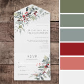 Rustieke Winter Holly bessen & sneeuw Geen diner All In One Uitnodiging