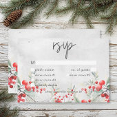 Rustieke Winter Holly & Pine Trouwdiner RSVP Kaartje