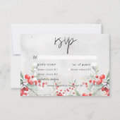 Rustieke Winter Holly & Pine Trouwdiner RSVP Kaartje (Voorkant)