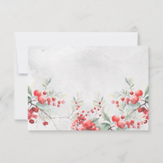 Rustieke Winter Holly & Pine Trouwdiner RSVP Kaartje (Achterkant)