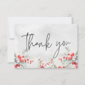 Rustieke Winter Holly & Pine Wedding Bedankkaart (Voorkant)