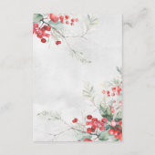 Rustieke Winter Holly & Pine Wedding Details Informatiekaartje (Achterkant)