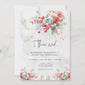 Rustieke Winter Holly & Pine Wedding Kaart (Voorkant)