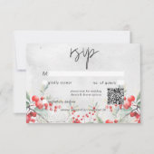 Rustieke Winter Holly & Pine Wedding QR Code RSVP Kaartje (Voorkant)