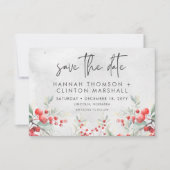 Rustieke Winter Holly & Pine Wedding Save The Date (Voorkant)