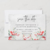 Rustieke Winter Holly & Pine Wedding Save The Date (Voorkant)