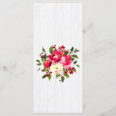 Rustieke Winter Holly Wit Houten Bruiloft Menu (Achterkant)