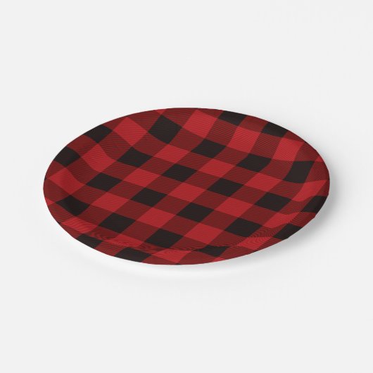 rustieke winter houthakker rode buffel geruite fee papieren bordje (Gekanteld)