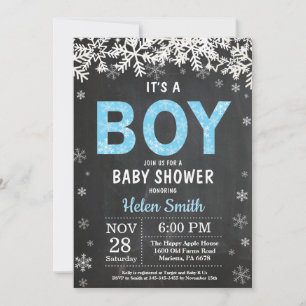 Rustieke Winter Jongen Baby Shower Uitnodiging