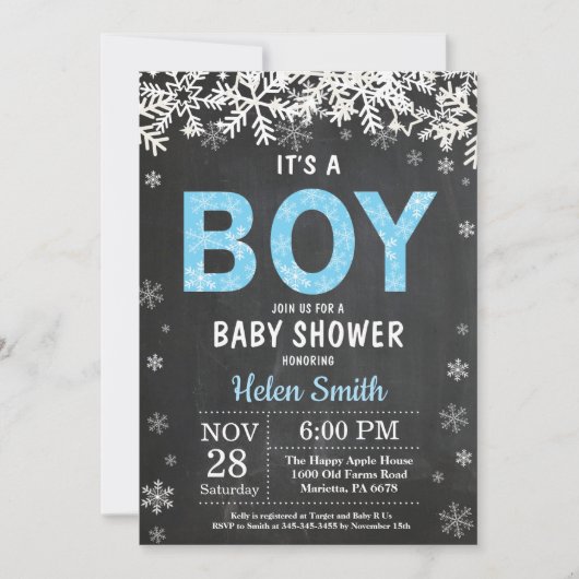 Rustieke Winter Jongen Baby Shower Uitnodiging (Voorkant)