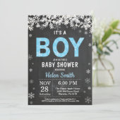 Rustieke Winter Jongen Baby Shower Uitnodiging (Staand voorkant)
