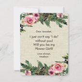 Rustieke Winter Jute Wil Je Mijn Bloemenmeisje Zij Kaart (Achterkant)