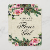 Rustieke Winter Jute Wil Je Mijn Bloemenmeisje Zij Kaart (Voorkant / Achterkant)