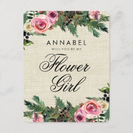 Rustieke Winter Jute Wil Je Mijn Bloemenmeisje Zij Kaart
