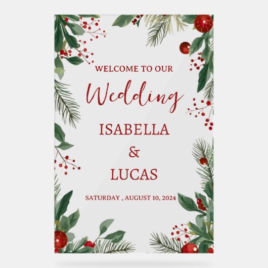 Rustieke Winter Kerst Acryl Trouwbord Acryl Bord (Voorkant)