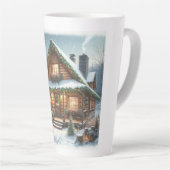 Rustieke winter / kerst besneeuwde cabine latte mok (Rechterhoek)