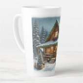 Rustieke winter / kerst besneeuwde cabine latte mok (Linkerhoek)