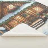 Rustieke winter / kerst besneeuwde cabine sherpa deken (3/4)