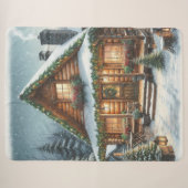 Rustieke winter / kerst besneeuwde cabine sherpa deken (Voorkant (horizontaal))