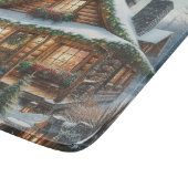 Rustieke winter / kerst besneeuwde cabine snijplank (Hoek)