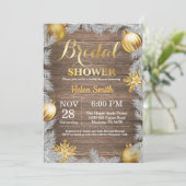 Rustieke Winter Kerst Bruids Douche Uitnodiging (Staand voorkant)