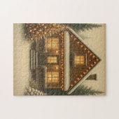 Rustieke, winter/kerst chalet legpuzzel (Horizontaal)