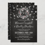 Rustieke Winter Kerst Krans Lichten Trouwen Kaart (Voorkant / Achterkant)