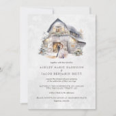 Rustieke winter kerst schuur bruiloft kaart (Voorkant)