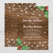 Rustieke winter kerst thema bruiloft kaart (Voorkant / Achterkant)