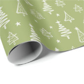 Rustieke Winter Kerstboom en Sneeuwgroen Cadeaupapier (Rol Hoek)