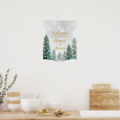 Rustieke winter kerstboom huwelijks welkomstbord poster (Keuken)