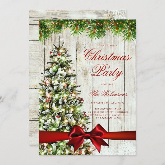 Rustieke Winter Kerstboom Uitnodigen Programma Men (Voorkant / Achterkant)