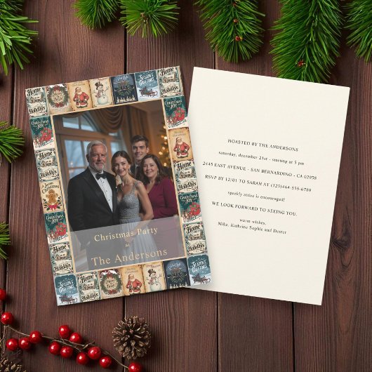 Rustieke Winter Kerstfeest Uitnodiging