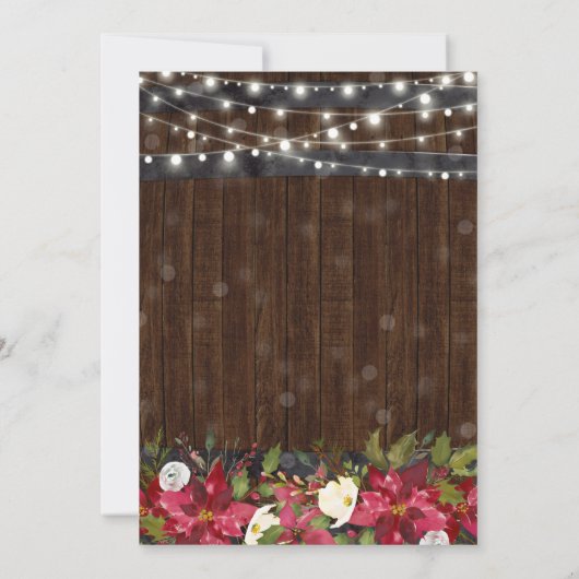 Rustieke Winter Kerstmis Bloemen Barrel Bruiloft Kaart (Achterkant)