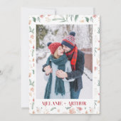 Rustieke Winter Kerstmis Bloemen Foto bruiloft Bedankkaart (Achterkant)