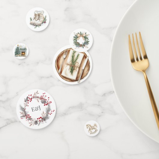 Rustieke Winter Kerstmis Monogram Confetti (Groep)