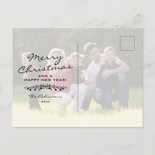 Rustieke Winter Kerstvakantie 4 Foto Aankondigingskaart (Achterkant)