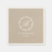 Rustieke Winter Krans Familienaam Kerstfeest Servet (Voorkant)