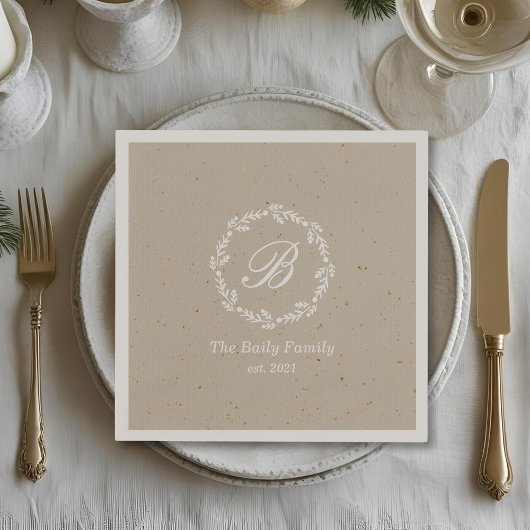 Rustieke Winter Krans Familienaam Kerstfeest Servet