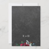 Rustieke winter krijtbord bordeaux bloemenbruiloft kaart (Achterkant)