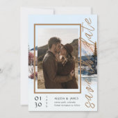 Rustieke Winter Lodge in de bergen Save the Date Kaart (Voorkant)