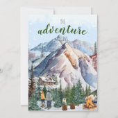 Rustieke Winter Lodge in de bergen Save the Date Kaart (Achterkant)