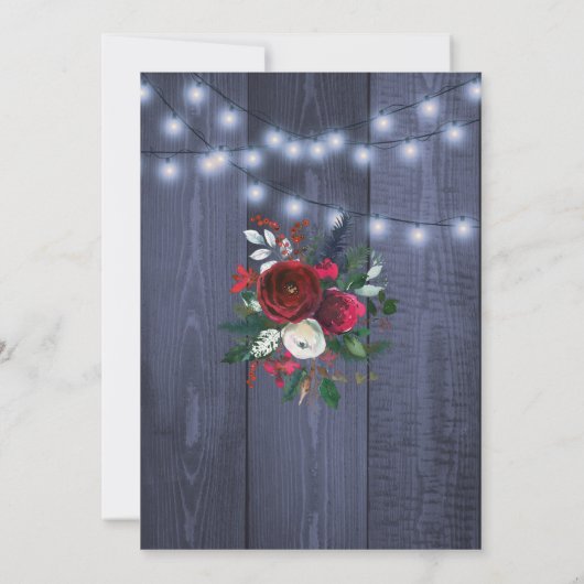 Rustieke Winter Marine Rode Bloemen Kerstmis Open  Kaart