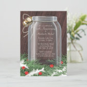 Rustieke Winter Mason Jar Jubileum Uitnodigingen (Staand voorkant)