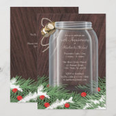 Rustieke Winter Mason Jar Jubileum Uitnodigingen (Voorkant / Achterkant)