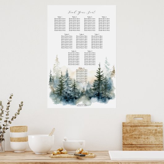 rustieke winter mistige bomen bruiloft zitgrafiek poster (Keuken)